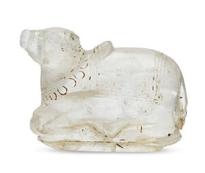 
	
		A Mughal rock crystal figure of Nandi, 18th century, shown seated, with limbs bent under...