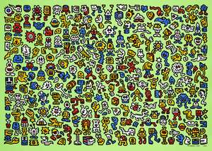 
	
		Mr Doodle, 
		British b.1994- 
		 
		Alien Town, 2020; 
		 
		screenprint in colours on...