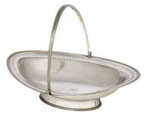 
	
		A George III silver swing handled fruit basket, London, c.1799, maker's mark rubbed, the...