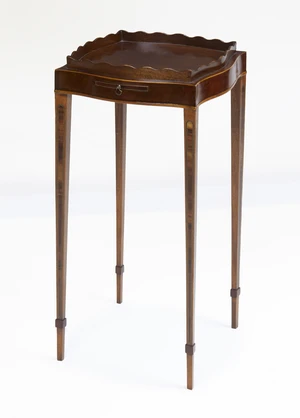 An Edwardian inlaid mahogany kettle stand, of George III style, first quarter 20th century, the...