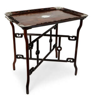 
	
		A Chinese export hongmu tray top occasional table, 19th-20th century, the removable tray...