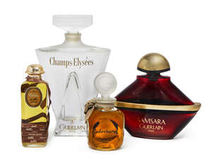 
	
		A large Guerlain 'Champs-Elysees' shop display perfume bottle, 39cm high, together with...