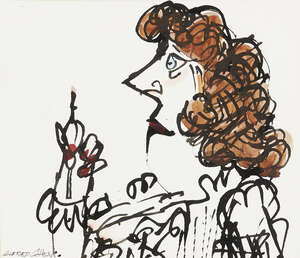 
	
		Alfred Cohen, 
		American/British 1920-2001 - 
		 
		Lady in Frilly Blouse; 
		 
		