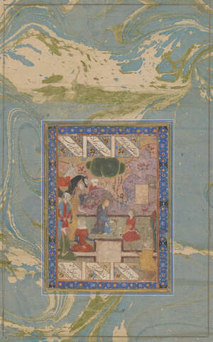
	
		An illustration to the Khamsa of Nizami, Qazvin, North Iran, mid-16th century, gouache on...
