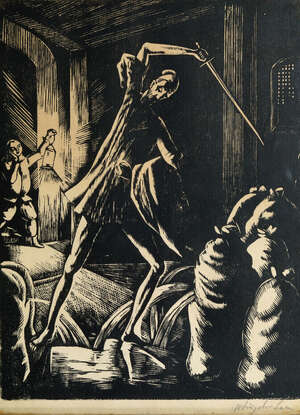 
	
		Władysław Lam, 
		Polish 18931984- 
		 
		Don Kichot w młynie, 1925;
		 
		woodcut,...