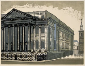 Edward Bawden CBE RA,&nbsp;British 1903-1989,&nbsp;Mansion House, from Nine London Monuments, 1960;&nbsp;linocut in...