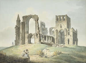 
	
		Francis Nicholson O.W.S., 
		British 1753-1844- 
		Ruins of Whitby Abbey; 
		pencil,...