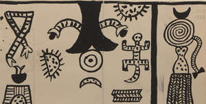 
	
		Alan Davie CBE RA HRSW, 
		Scottish 1920-2014 - 
		 
		Abstract ink drawing; 
		 
		