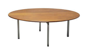 
	
		A teak coffee table in the manner of John & Sylvia Reid, 
		c.1960, 
		The circular...
