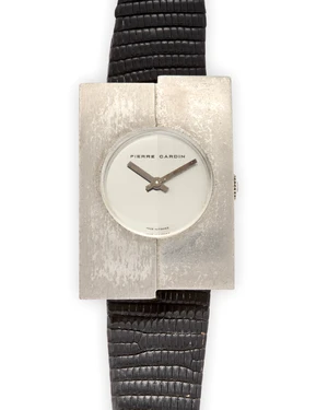 Pierre Cardin/Jaeger-LeCoultre. A stainless steel manual wind wristwatch with two tone dial Espace, 964482, Circa 1971Jewelled manual wind Cal: FHF36 movement