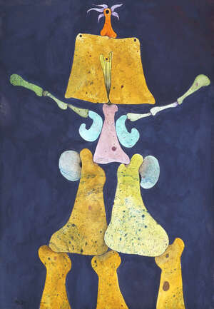 
	
		Desmond Morris, 
		British b. 1928- 
		 
		Major Figure, 1988;
		 
		oil, inks and...