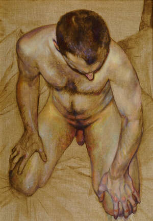
	
		Sheila Wallis, 
		Northern Irish, b.1973- 
		 
		Neil; 
		 
		oil on unprimed linen,...