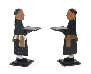 A pair of modern polychrome painted dumbwaiters, 90cm high (2)