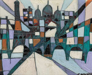 
	
		Claude Venard, 
		French 1913-1999- 
		
		Geometrie; 
		 
		oil on canvas, signed...