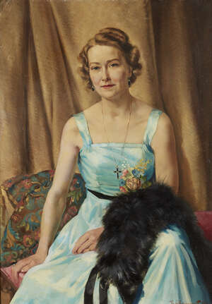 
	
		Philippe de Rougemont,
		French 1891-1965 - 
		
		Profil d'une femme à la robe...