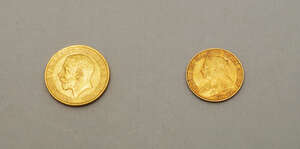 
	
		A George V gold sovereign, 1912, together with a Victorian gold half sovereign 1896...