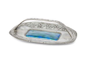 
	
		Archibald Knox (1864-1933), a Liberty & Co 'Tudric' polished pewter and enamel cake...