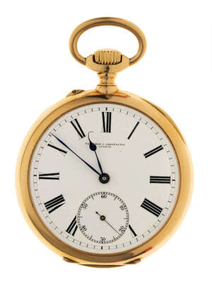 
	
		An open-face keyless lever pocket watch, by Vacheron & Constantin, the white enamel dial...