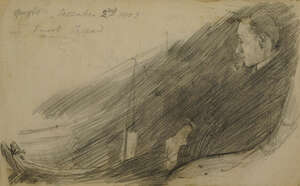 Ernest Howard Shepard,
		British 1879-1976-
		 
		Portrait of a man, possibly George Morrow, seated full-length smoking;
		 
		pencil, signed and dated 