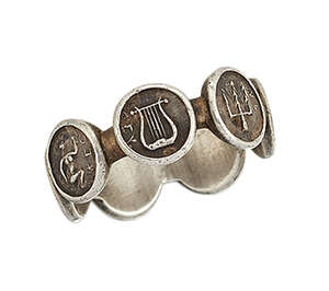
	
		An early 19th century silver ring of the Ionian Islands, composed of seven circular...