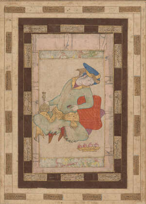 
	
		Portrait of a handsome youth, Safavid Iran, mid-late 17th century, gouache heightened...