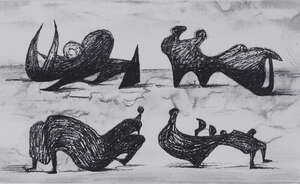 
	
		Henry Moore OM CH FBA,
		British 1898-1986-
		 
		Four Silhouette Figures [Cramer...
