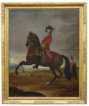 
	
		David Morier, 
		Swiss/British 1705-1770- 
		An equestrian portrait of an officer of...