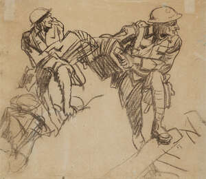 
	
		Sir Frank Brangwyn RA, 
		British 1867-1956 - 
		 
		Soldiers in the trenches;...
