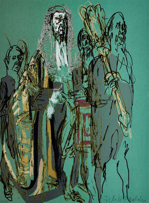 
	
		Feliks Topolski RA, 
		Polish/British 1907-1989- 
		 
		The Lord Chancellors...