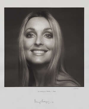
	
		Barry Lategan,
		British b.1935- 
		 
		Sharon Tate, 1969;
		 
		platinum print, printed...
