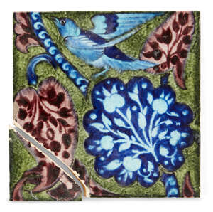 
	
		William de Morgan (1839-1917), 
		 
		'Persian' foliage and bird tile, 1888-1897, 
		
