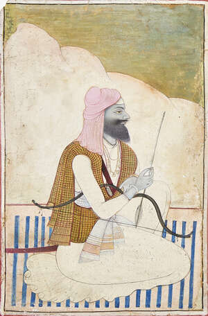 
	
		A Sikh portrait of a bowman, North India, late 19th century, opaque pigments on paper,...
