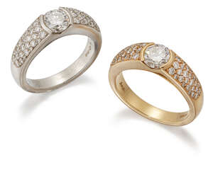 
	
		Asprey, two diamond rings, by Asprey, each centring on a brilliant-cut diamond, the...