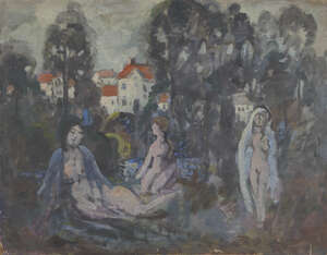 
	
		Harry Phelan Gibb, 
		British 1870-1948 - 
		 
		Pastoral scene, 1916 (with 'Five Men...