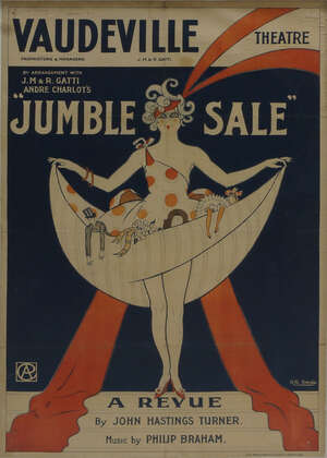 
	
		A Vaudeville Theatre poster for "Jumble Sale A Revue ", by John Hastings Turner, music by...