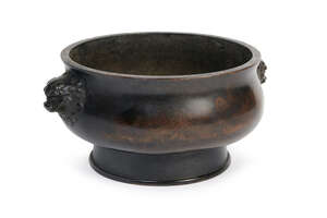 
	
		A Chinese bronze bombe censer, Studio of Flying Clouds mark, Ming dynasty, of typical...