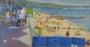 
	
		Nigel Casseldine, 
		British b.1947 - 
		Promenade; 
		oil on gesso, signed lower right...