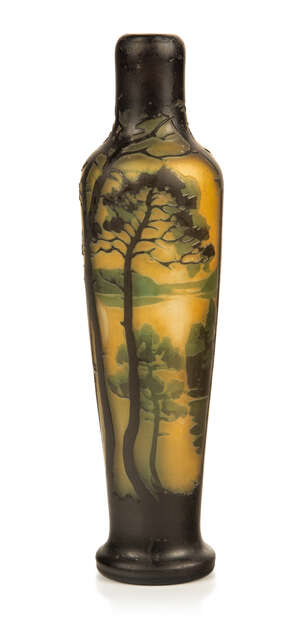 
	
		Muller Freres (French), a cameo glass landscape vase, 
		c.1910, signed in cameo...