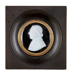 
	
		British School, a white paste portrait relief of a clergyman, early 19th century, in an...
