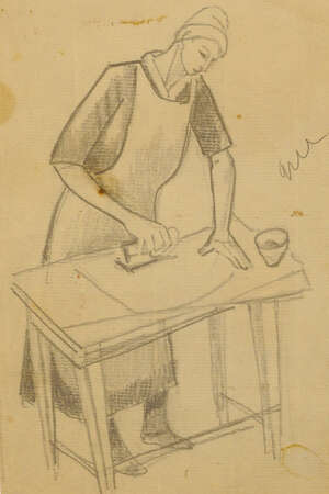 
	
		Marie Vorobieff Marevna, Russian 1892-1984- Four drawings of peasants from the Cagnes; in...