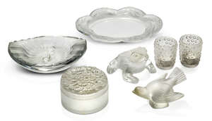 
	
		Lalique, a group of modern clear and frosted glass
		Post-war, each signed Lalique (R)...