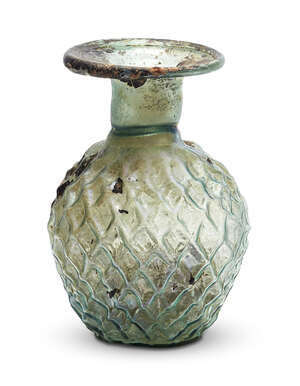 
	
		A Roman light bluish-green glass sprinkler flask, Eastern Mediterranean, 3rd-4th century...