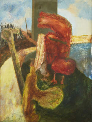 
	
		Christopher Cook,
		British b.1959-
		 
		Visitation, c. 1985;
		 
		oil on primed...