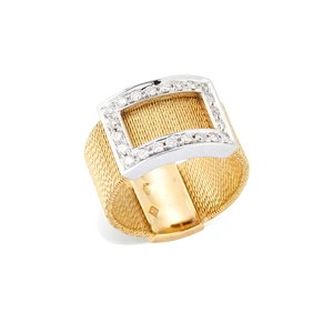 A diamond set ring, composed of an open rectangular plaque, set with brilliant-cut diamonds, the...