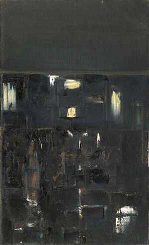 
	
		Kit Barker, 
		British 1916-1988- 
		 
		Sea Wall V;
		 
		oil on canvas, signed,...