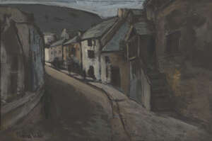 
	
		Harry Phelan Gibb, 
		British 1870-1948 - 
		 
		Street scene; 
		 
		gouache on...