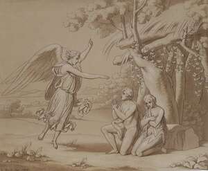
	
		Ludwig Doell, 
		German 17891863- 
		 
		Adam and Eve; 
		 
		pen and black ink and...