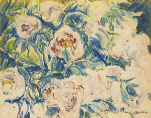 
	
		Sir Jacob Epstein, 
		British 1880-1959- 
		 
		Peonies; 
		 
		watercolour on...