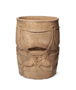 
	
		Archibald Knox (1864-1933), a Liberty & Co Art Nouveau terracotta drum jardinière made by...
