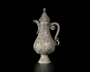 A parcel gilt silver filigree applied coffee pot,&nbsp;Ottoman Turkey or provinces, 19th century,&nbsp;
On...